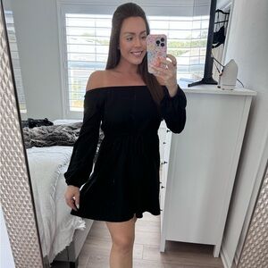 Off the should black mini dress with tie waist-size XL